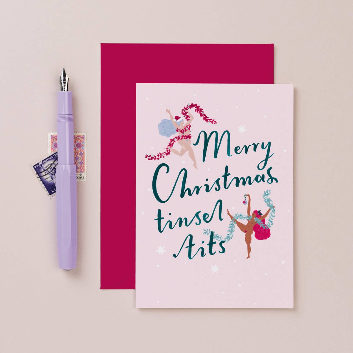 Merry Christmas Tinsel Tits Holiday Card