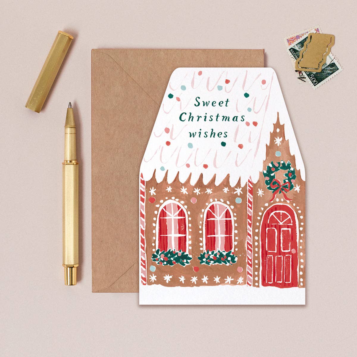 Sweet Christmas Wishes Gingerbread House Card