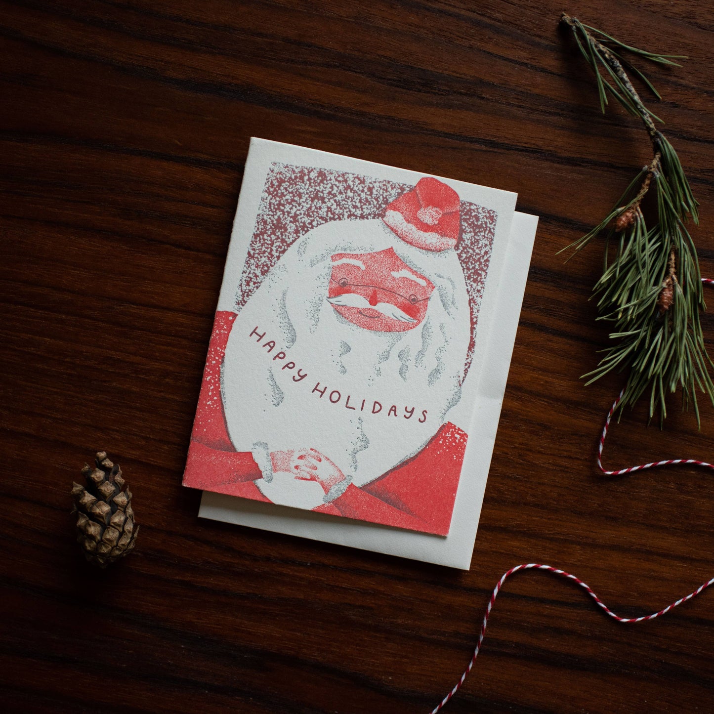 Happy Holidays Santa Letterpress Card