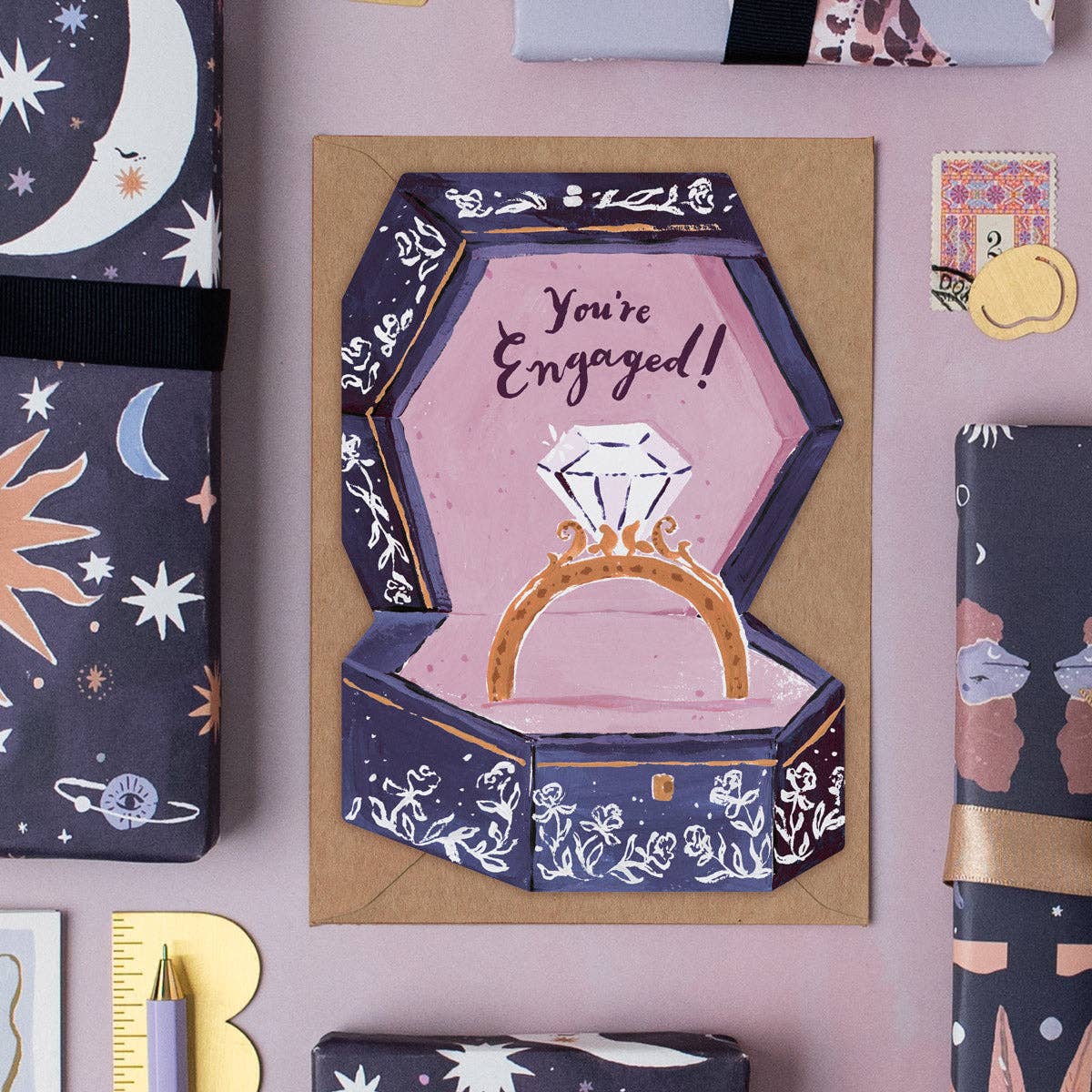 You're Engaged Diamond Ring Box • Engagement Card