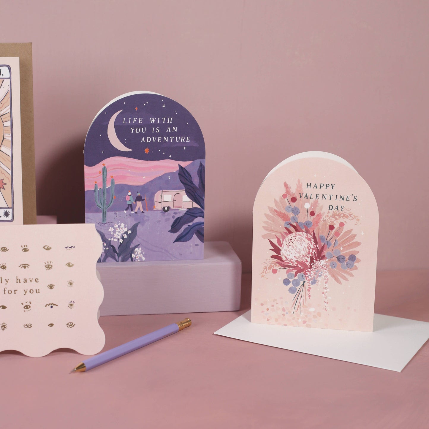 Happy Valentine's Day Dried Flower Bouquet Card