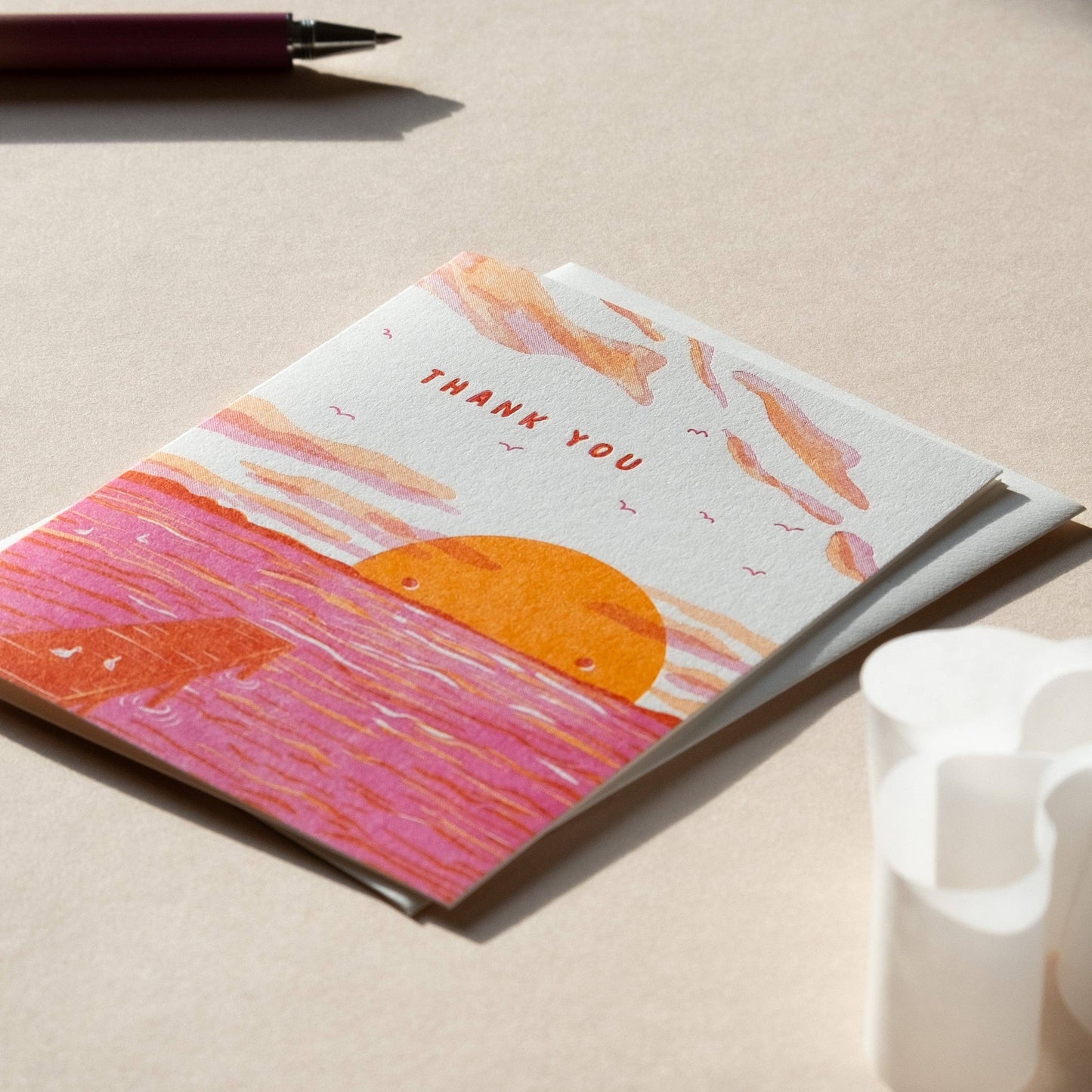Thank You Sunset Letterpress Card