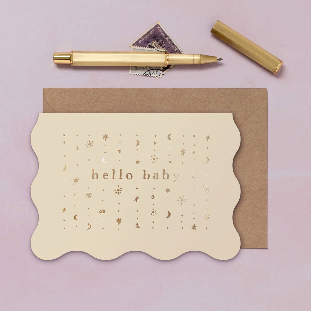 Hello Baby Neutral Stars Card