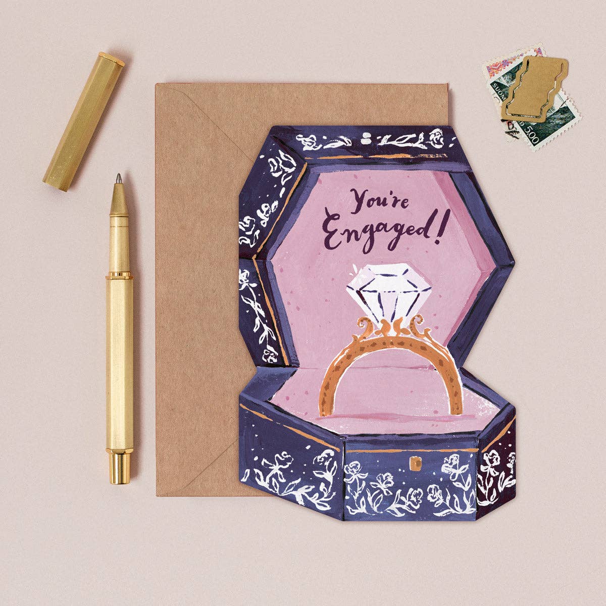 You're Engaged Diamond Ring Box • Engagement Card