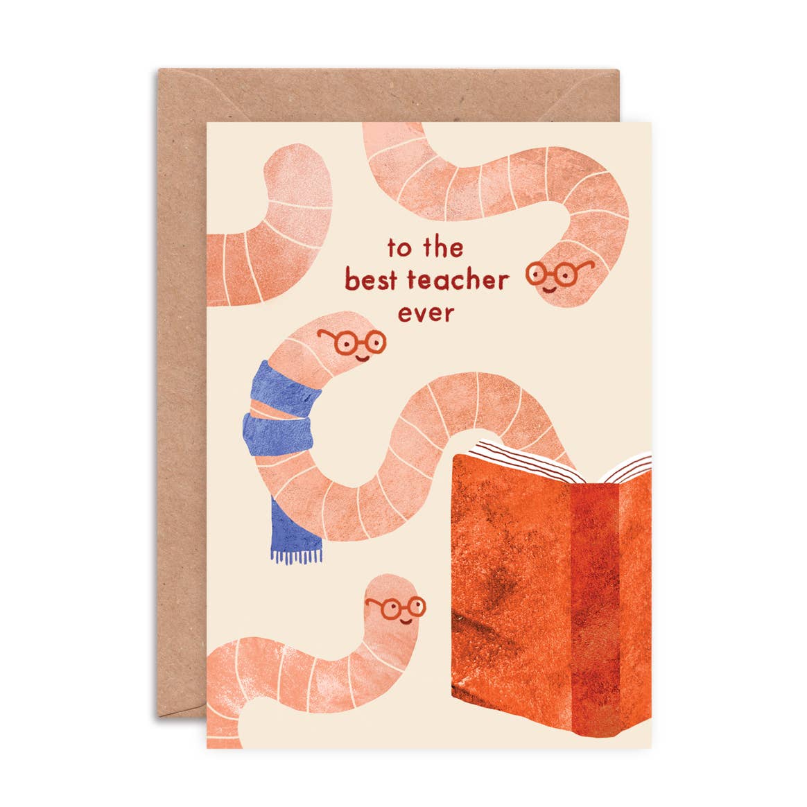 To The Best Teacher Ever Book Worm Card