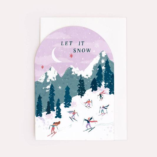 Let It Snow Skiing Holiday Card