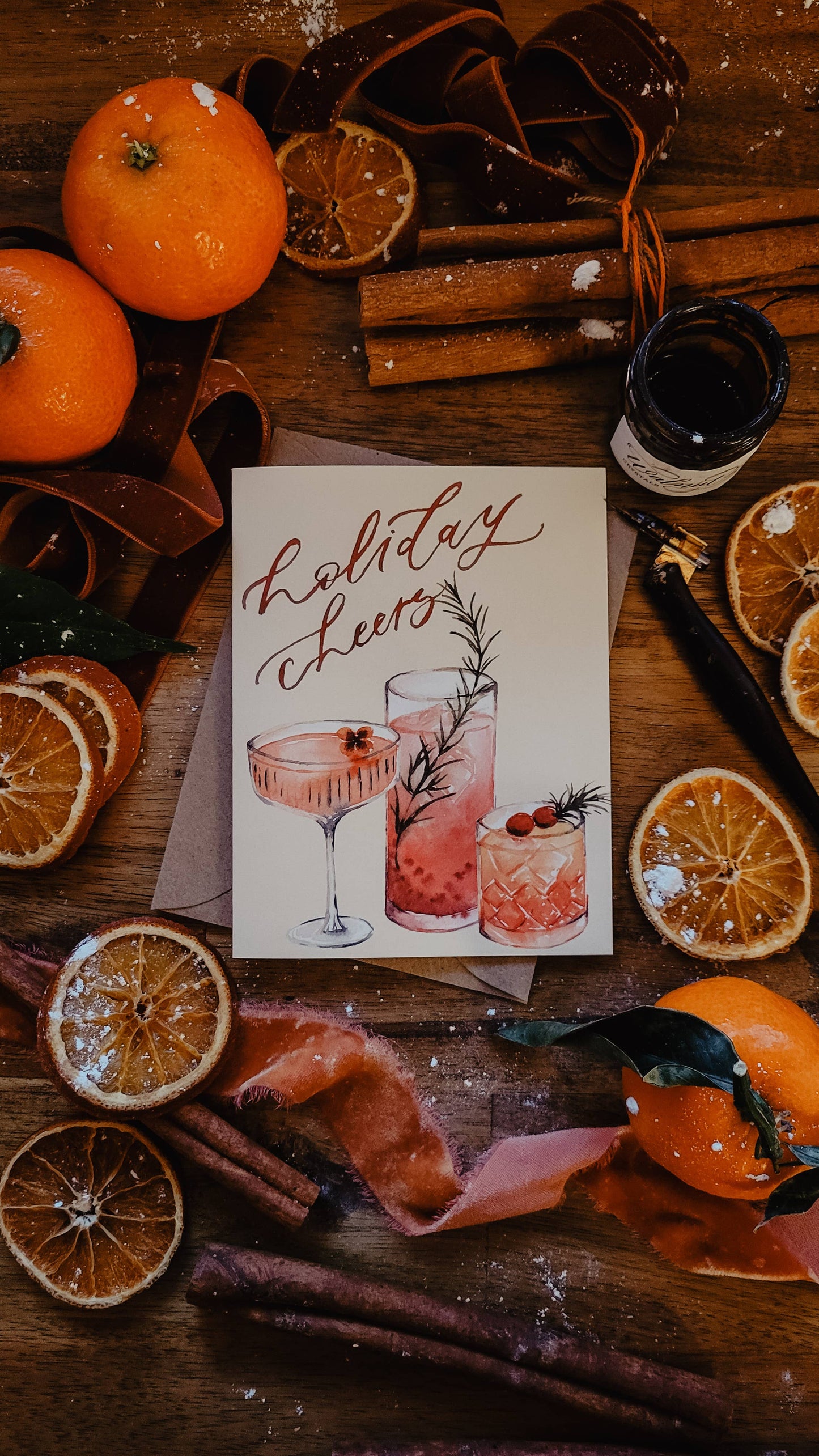 Holiday Cheers Retro Cocktail Christmas Holiday Card