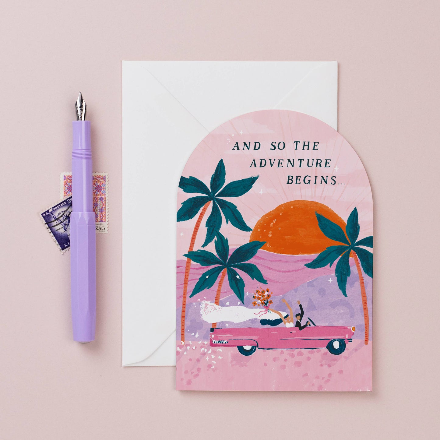 And So The Adventure Begins Wedding Card