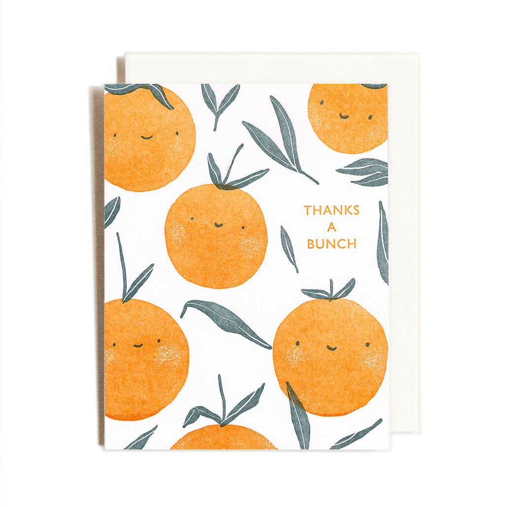 Thanks A Bunch Oranges Letterpress Card