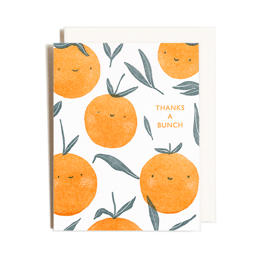 Thanks A Bunch Oranges Letterpress Card