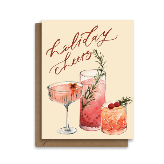 Holiday Cheers Retro Cocktail Christmas Holiday Card