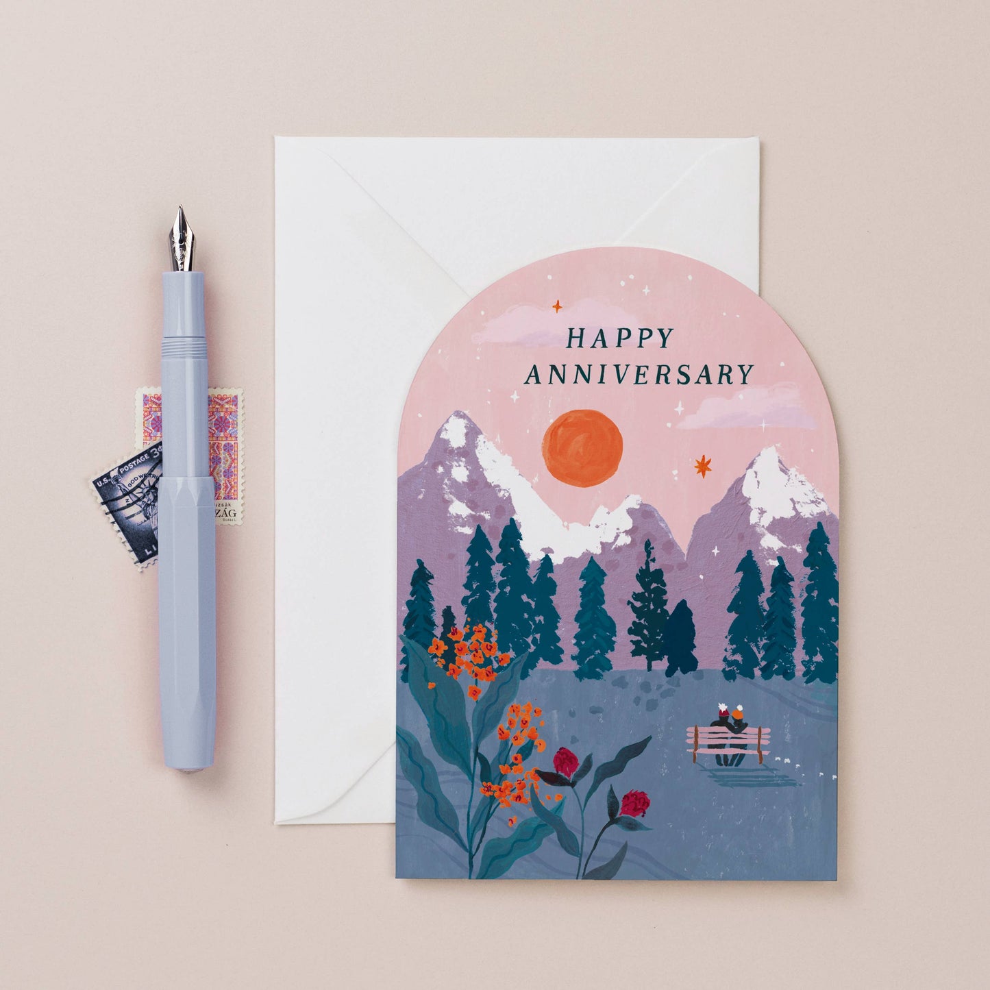 Happy Anniversary Sunset Card