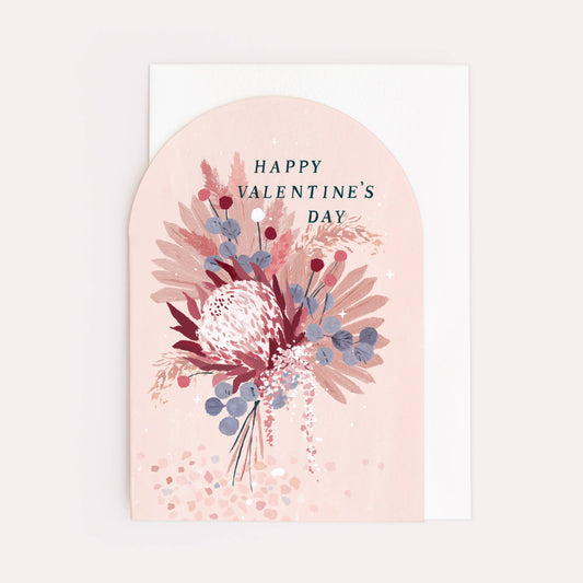 Happy Valentine's Day Dried Flower Bouquet Card
