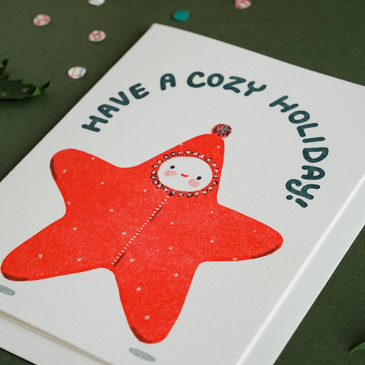 Have A Cozy Holiday Star Letterpress Card