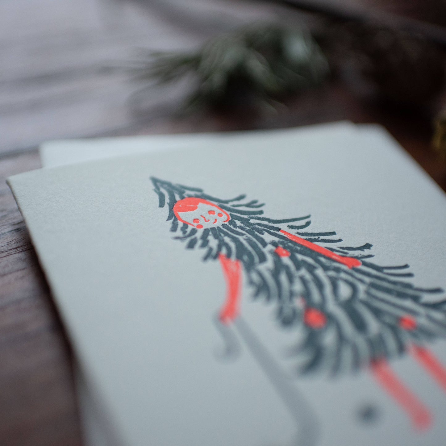 Merry Christmas Tree Girl Letterpress Card