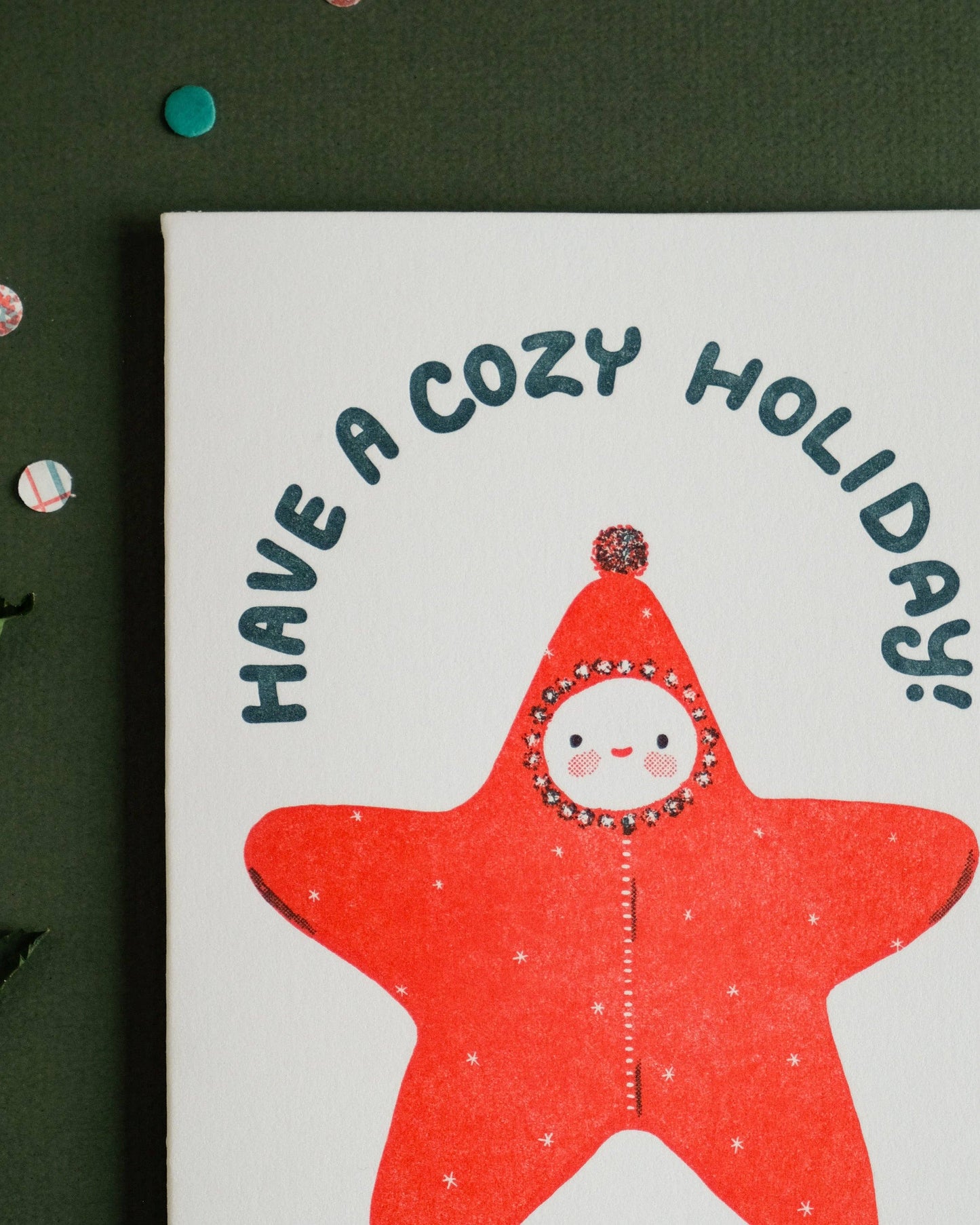 Have A Cozy Holiday Star Letterpress Card