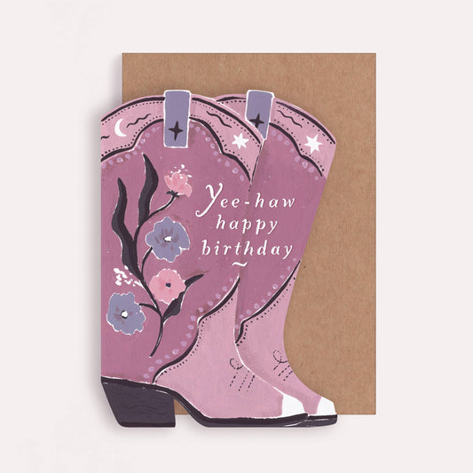 Yee-Haw Happy Birthday Cowgirl Boots Card