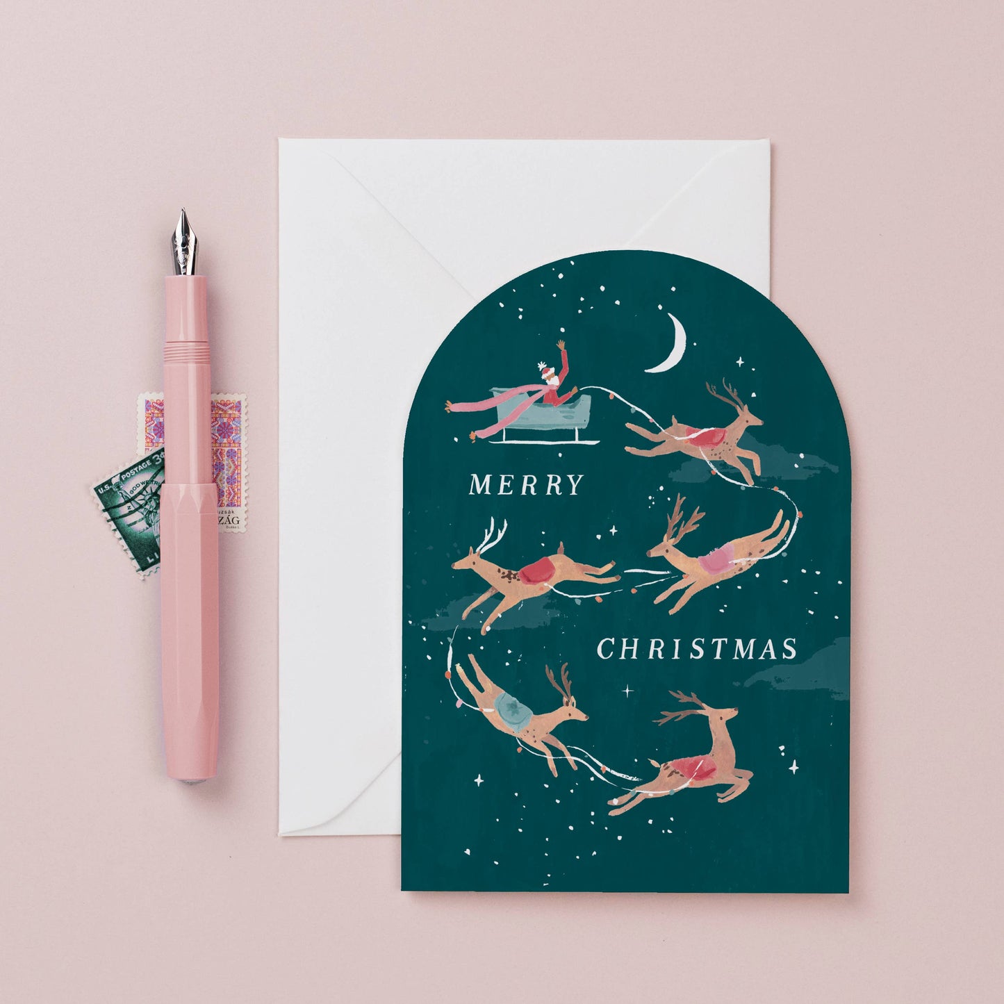 Merry Christmas Reindeer Holiday Card