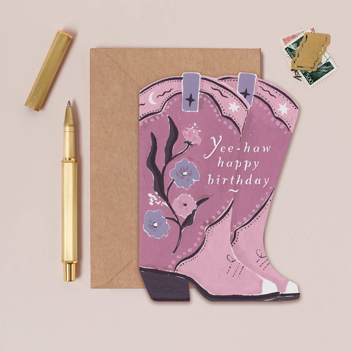 Yee-Haw Happy Birthday Cowgirl Boots Card