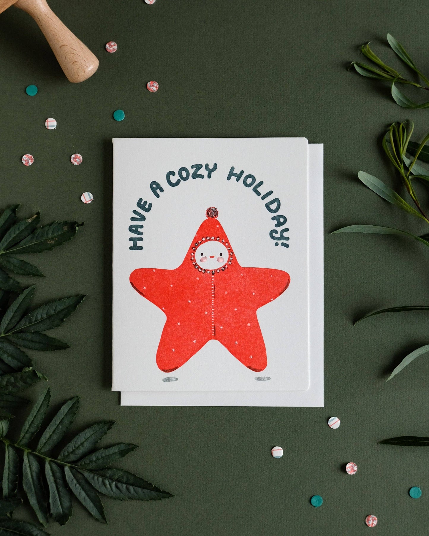 Have A Cozy Holiday Star Letterpress Card